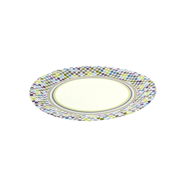 Paper Plate "Rayas y Topos" Design 18cm (12 Units) 