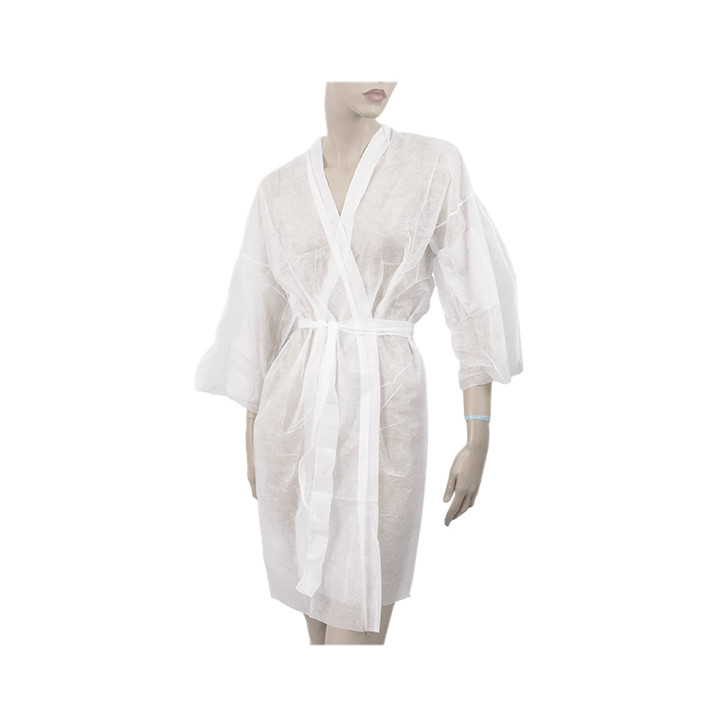 Disposable Lab Coat "Kimono" Tie Belt Pocket "TST" PP White XL (10 Units) 