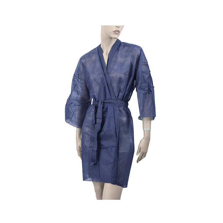 Disposable Lab Coat "Kimono" Tie Belt Pocket "TST" PP Blue XL (100 Units)