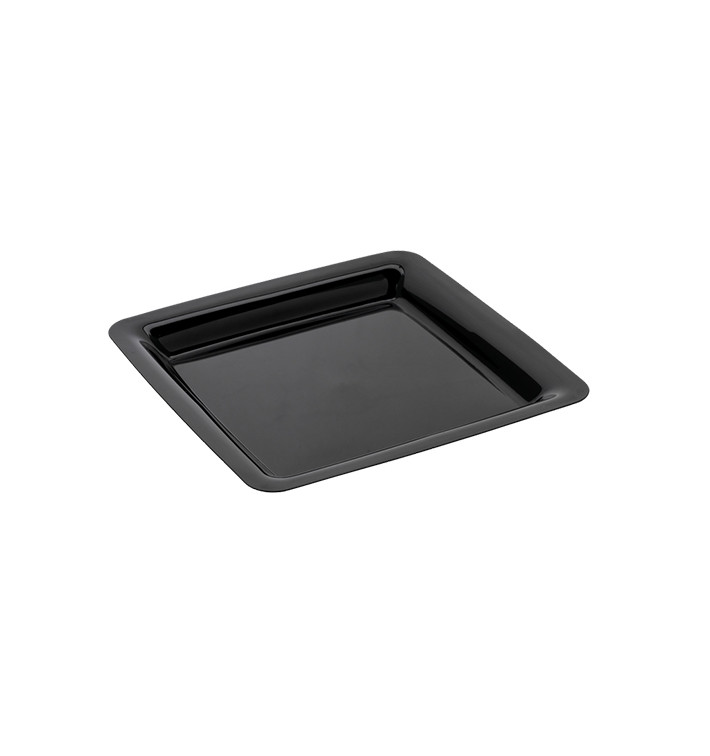 Plastic Plate Square shape Extra Rigid Black 18x18cm (20 Units) 