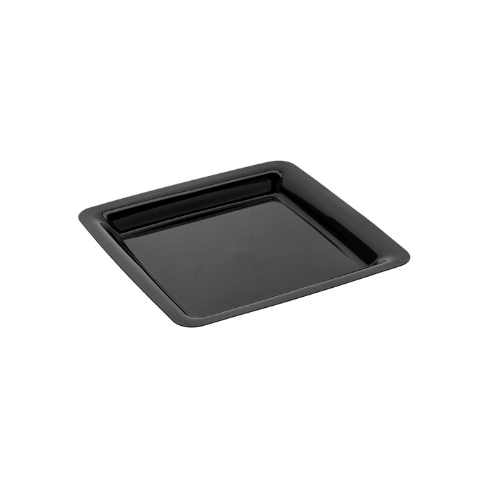 Plastic Plate Square shape Extra Rigid Black 18x18cm (200 Units)