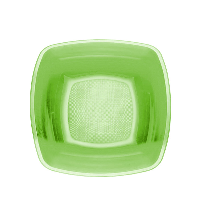 Plastic Plate Deep Lime Green Square shape PP 18 cm (25 Units) 