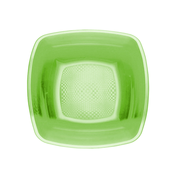 Plastic Plate Deep Lime Green Square shape PP 18 cm (300 Units)