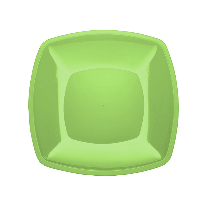 Plastic Plate Flat Lime Green Square shape PS 30 cm (144 Units)