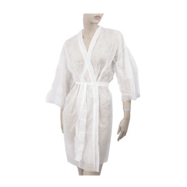Disposable Lab Coat "Kimono" "TST" PP Tie Belt Pocket White XL 15gr (400 Units)