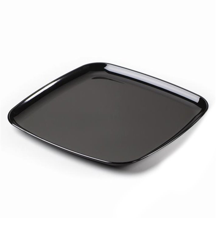Plastic Tray Square Shape Hard Black 30x30cm (5 Units) 