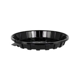 Cake Container APET Black Ø16cm (10 Units)