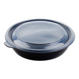Plastic Deli Container with Lid PP Black 1000ml Ø19x5cm (15 Units) 