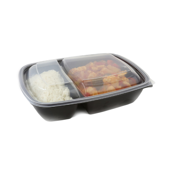 Plastic Deli Container with Lid PP Black 2C 1300ml 28x20cm (15 Units) 