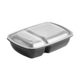 Plastic Deli Container with Lid PP Black 2C 1300ml 28x20cm (15 Units) 