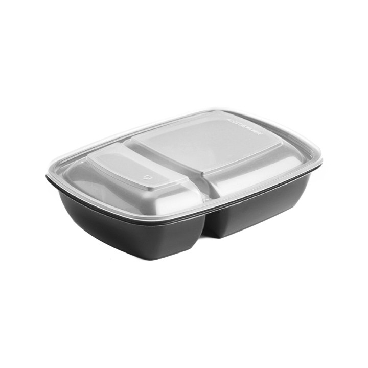 Plastic Deli Container with Lid PP Black 2C 1300ml 28x20cm (15 Units) 