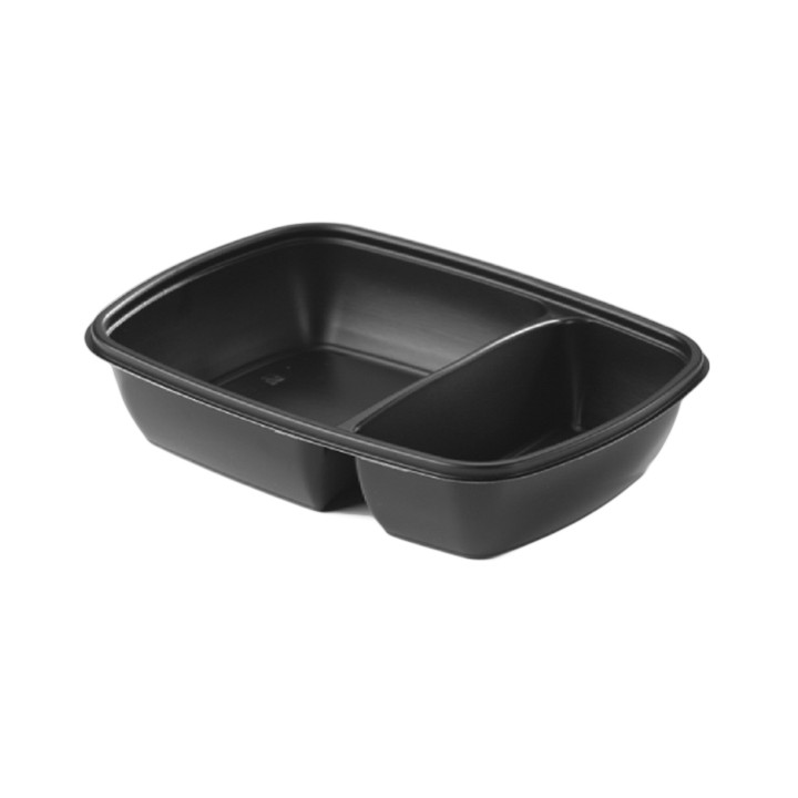 Plastic Deli Container with Lid PP Black 2C 1300ml 28x20cm (15 Units) 