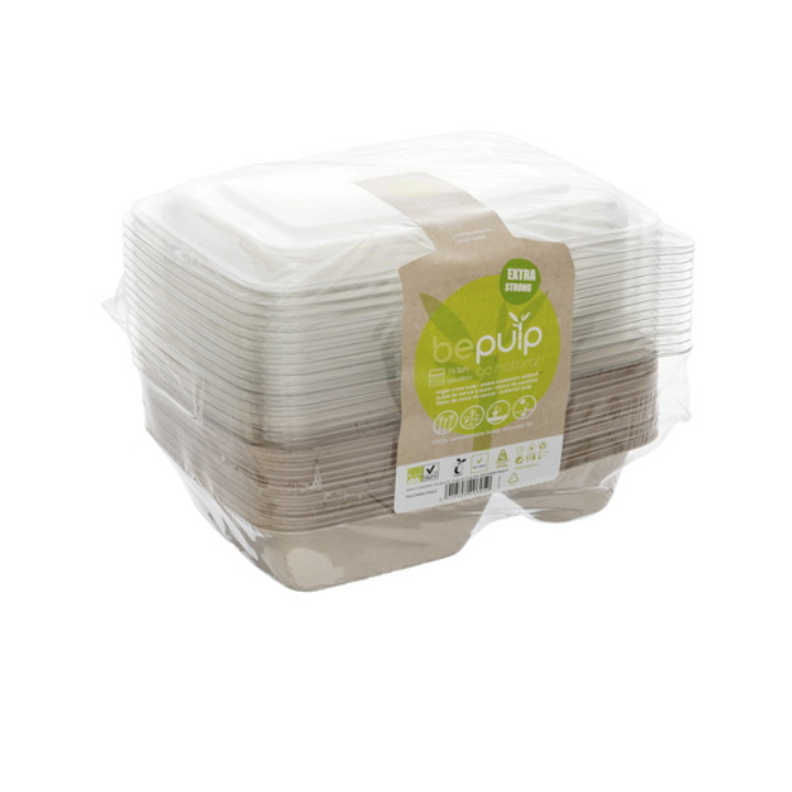 Sugar Cane Container with Lid 2C 750ml 23x16cm (15 Units) 