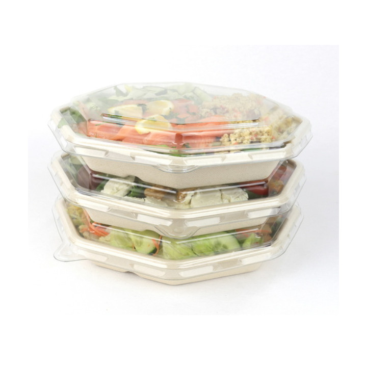 Octogonal Sugar Cane Container with Lid 830 ml 23x23cm (15 Units) 