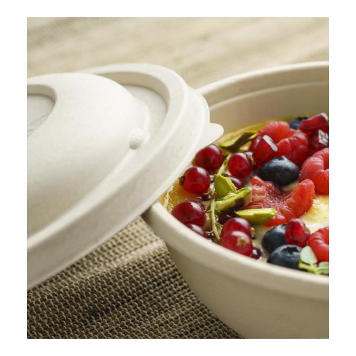 Sugarcane Bowl "Buddha" with Lid 600ml Ø17x15cm (15 Units)  