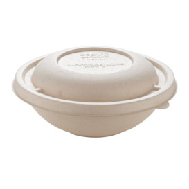 Sugarcane Bowl "Buddha" with Lid 600ml Ø17x15cm (90 Units)  