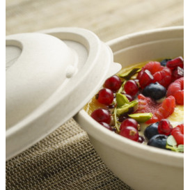 Sugarcane Bowl "Buddha" with Lid 750ml Ø17x17cm (90 Units)  