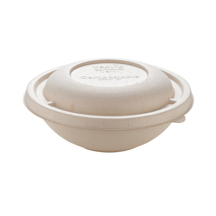 Sugarcane Bowl "Buddha" with Lid 1000ml Ø17x18cm (15 Units)  