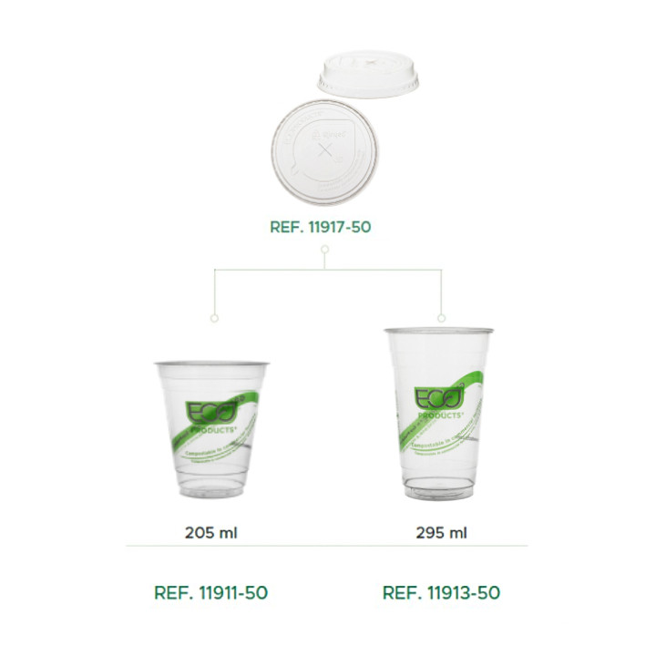 Cornstarch Cup PLA "Green Stripe" 205ml (50 Units) 