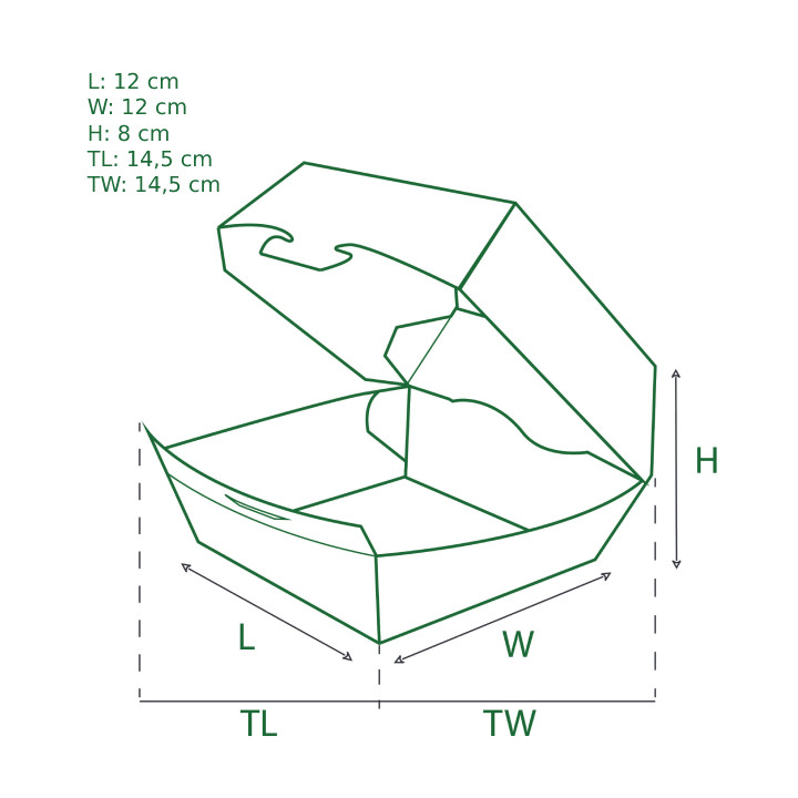Paper Burger Box Kraft XXL 14,5x14,5x8cm (25 Units)