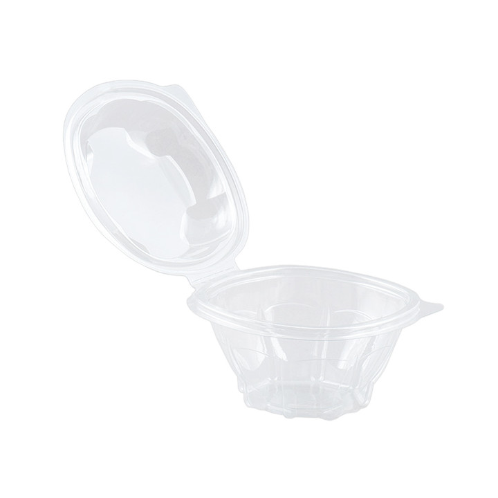 Plastic Hinged Salad Bowl PLA Round Shape 375ml (100 Units)