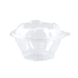 Plastic Hinged Salad Bowl PLA Round Shape 375ml (100 Units)
