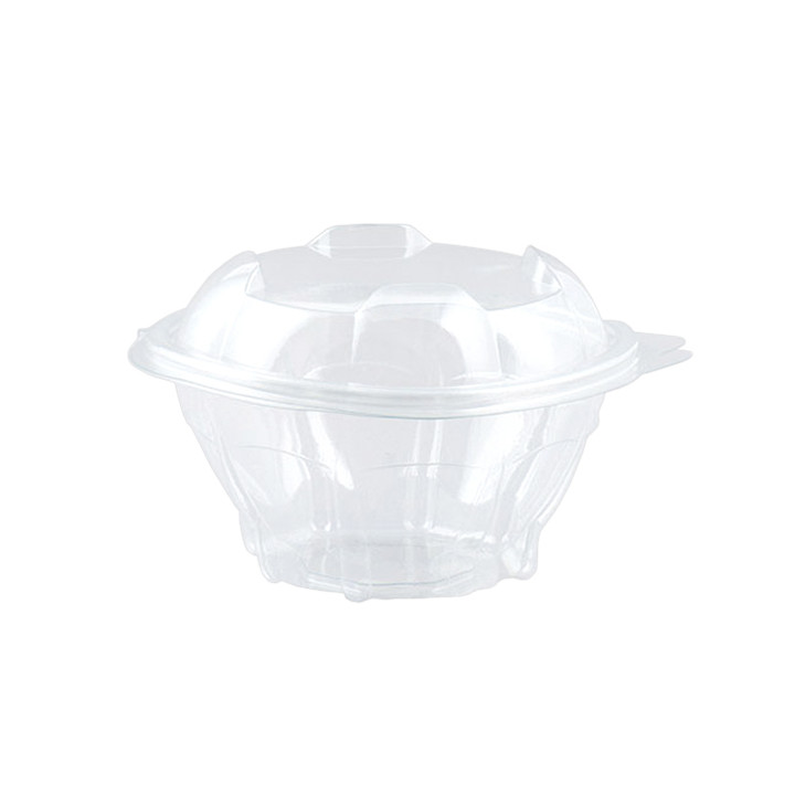 Plastic Hinged Salad Bowl PLA Round Shape 375ml (300 Units)