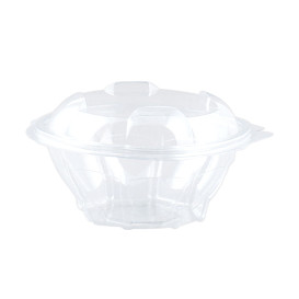Plastic Hinged Salad Bowl PLA Round Shape 500ml (50 Units)