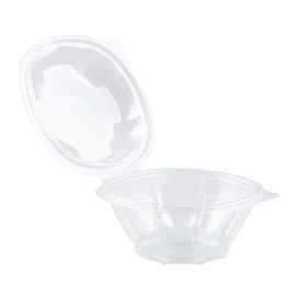 Plastic Hinged Salad Bowl PLA Round Shape 500ml (300 Units)