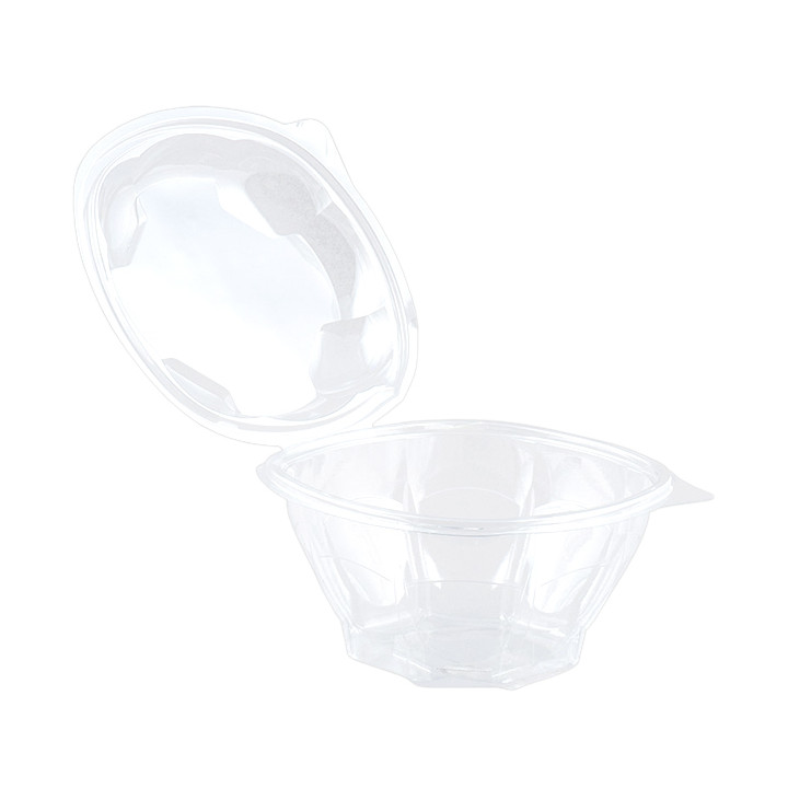 Plastic Hinged Salad Bowl PLA Round Shape 1.000ml (50 Units)