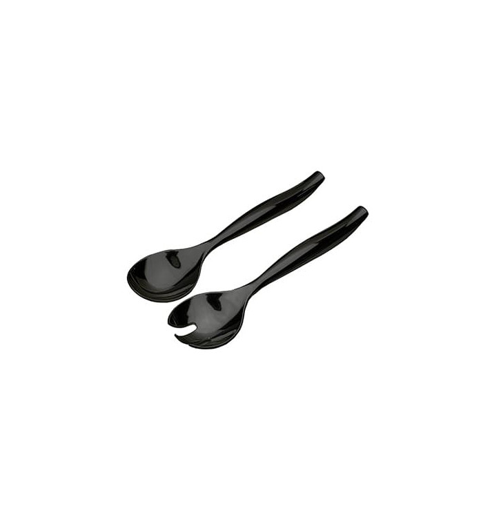 Plastic Spoon and Fork PS Salad Black 