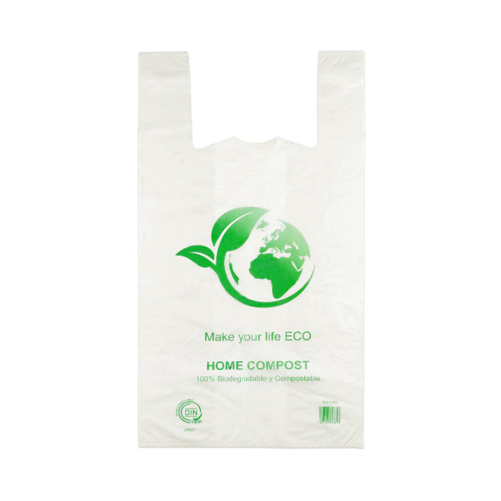 Plastic T-Shirt Bag 100% Biodegradable 48x60cm 25µm (100 Units) 