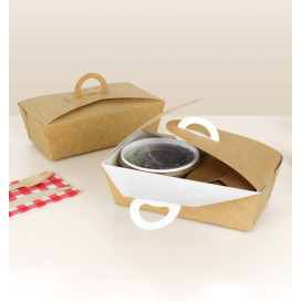 American Box with handles "Doggy Bag" Kraft 20x10x7cm (20 Units)