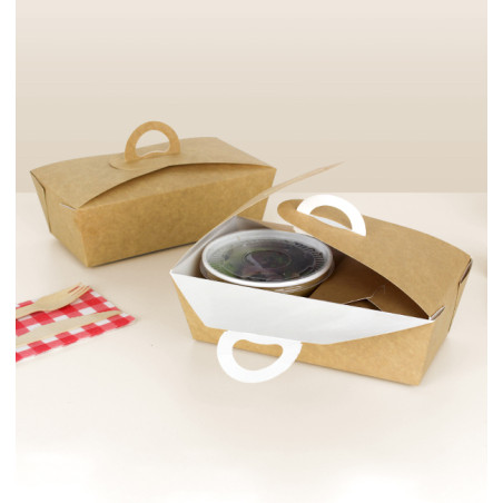 Kraft Doggy Bag Box with handle for prepared food and take away