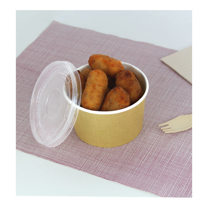 Paper Soup Bowl with Lid Kraft PP 16 Oz/473ml (25 Units) 