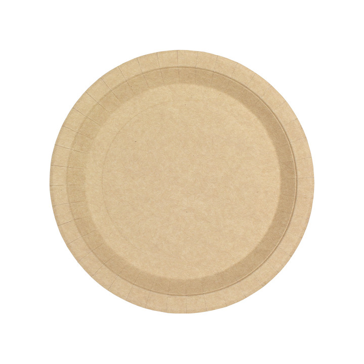 Paper Plate Round Greaseproof Shape Kraft Ø22cm 195g/m² (450 Units) 