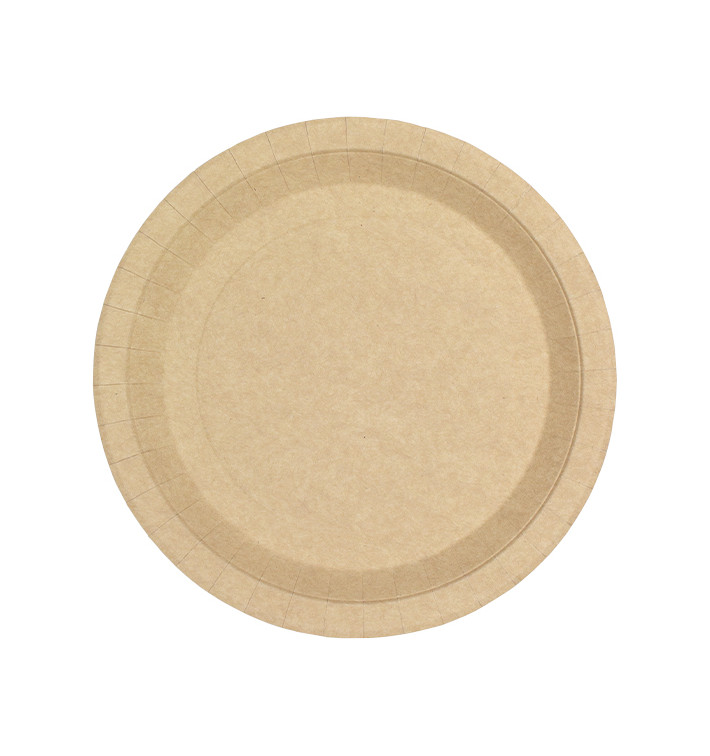 Paper Plate Round Greaseproof Shape Kraft Ø22cm 245g/m² (50 Units) 