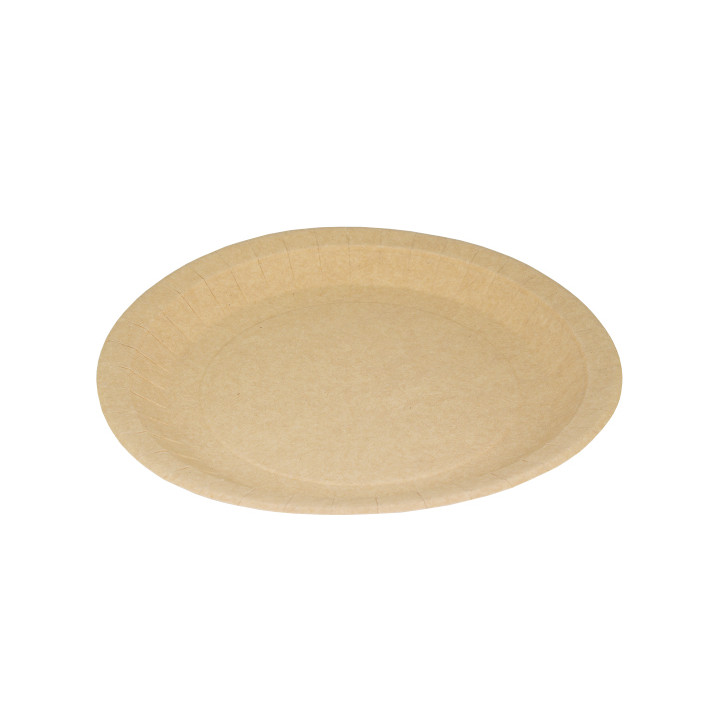 Paper Plate Round Greaseproof Shape Kraft Ø22cm 245g/m² (50 Units) 