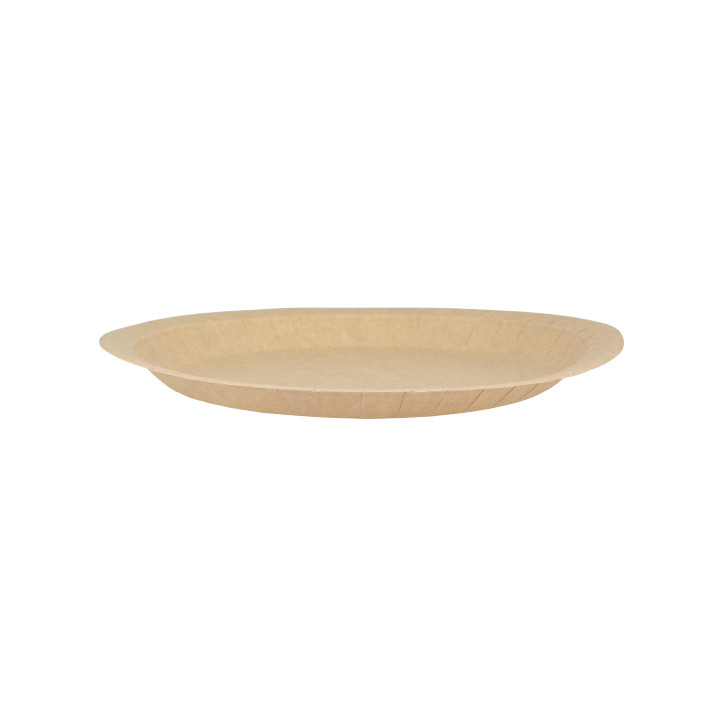 Paper Plate Round Greaseproof Shape Kraft Ø22cm 245g/m² (50 Units) 