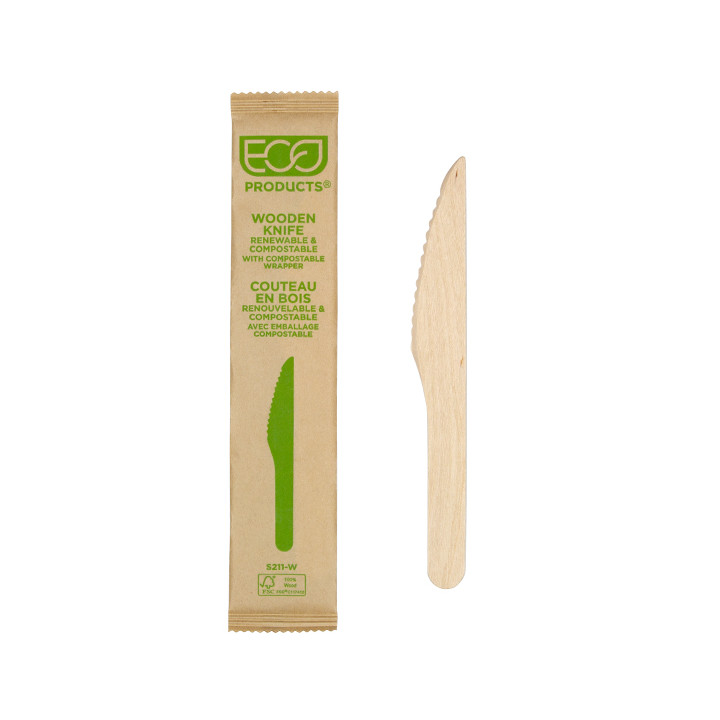 Wrapped Disposable Wooden Knife 16,5cm (500 Units) 
