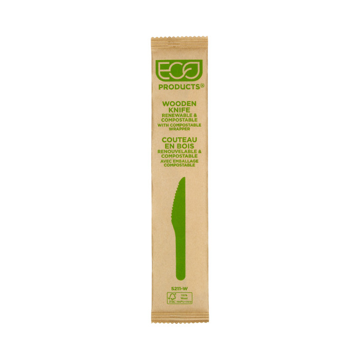 Wrapped Disposable Wooden Knife 16,5cm (500 Units) 