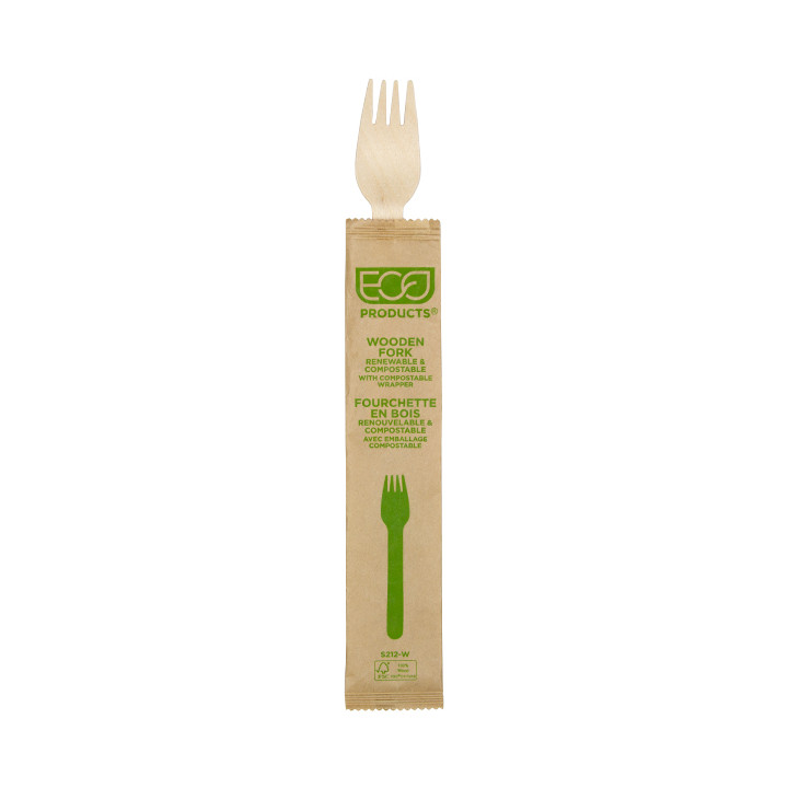 Wrapped Disposable Wooden Fork 16cm (500 Units)
