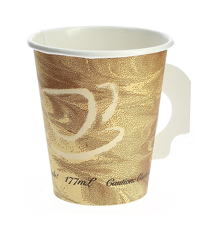Paper Cup with Handle "Mistique" 6 Oz/180ml Ø7,4cm (50 Units) 