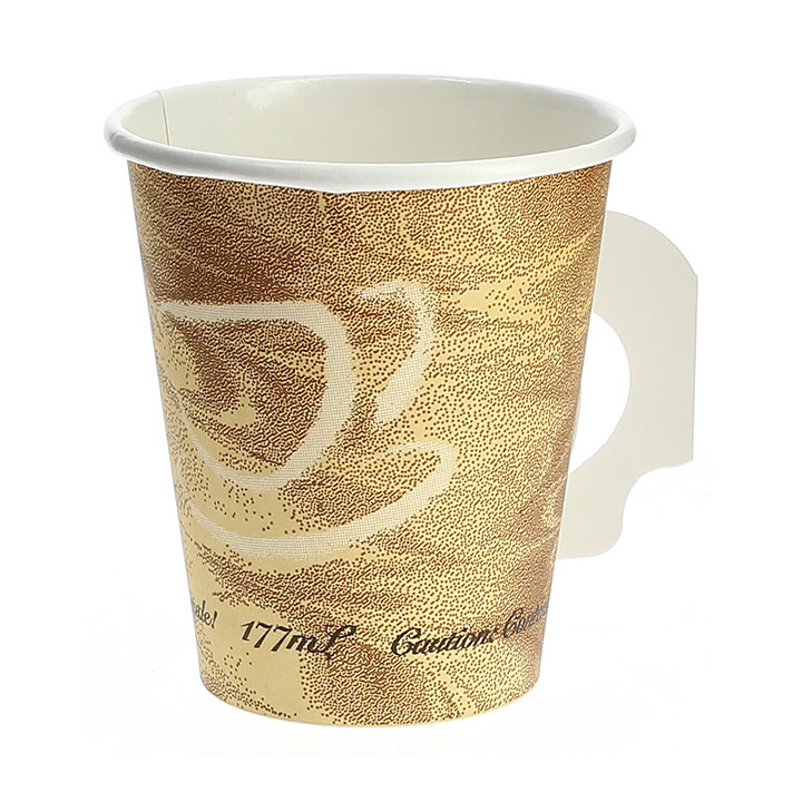 Paper Cup with Handle "Mistique" 6 Oz/180ml Ø7,4cm (50 Units) 