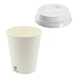 Paper Cup 6 Oz/180ml + Lid with Hole Ø7,0cm (1000 Units)