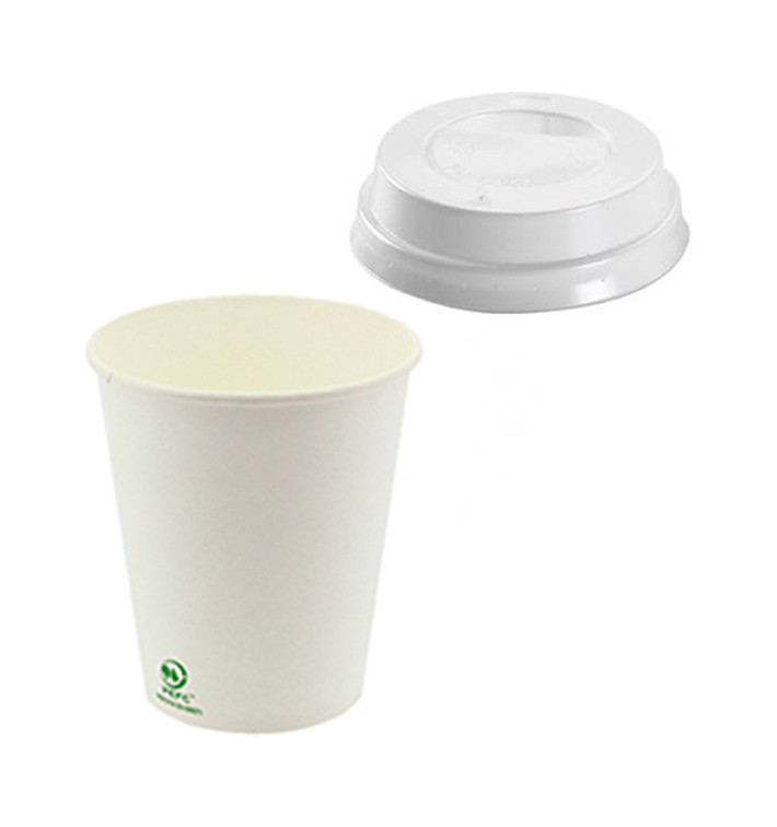 Paper Cup 6 Oz/180ml + Lid with Hole Ø7,0cm (1000 Units)