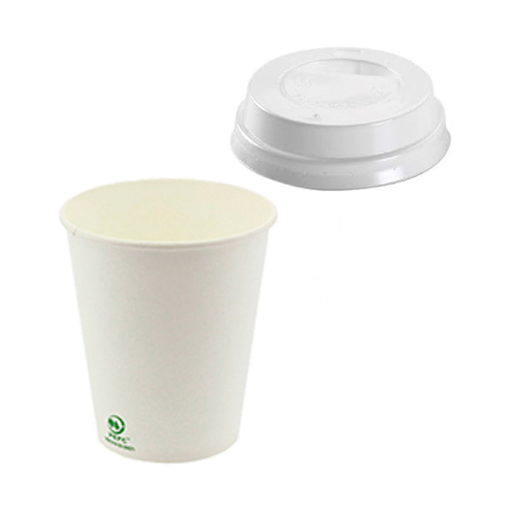 Paper Cup 6 Oz/180ml + Lid with Hole Ø7,0cm (1000 Units)