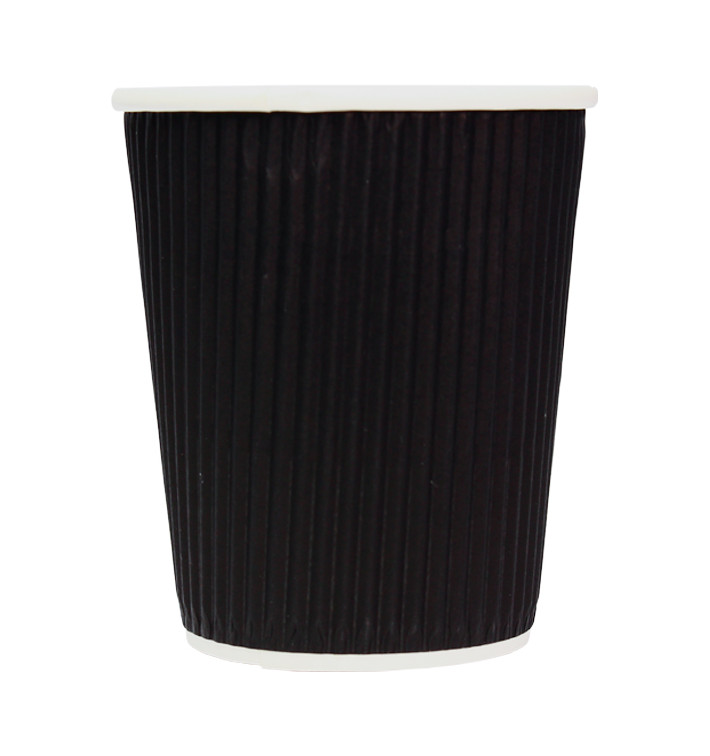 Paper Cup Ripple Wall Black 8 Oz/250ml Ø8cm (25 Units)