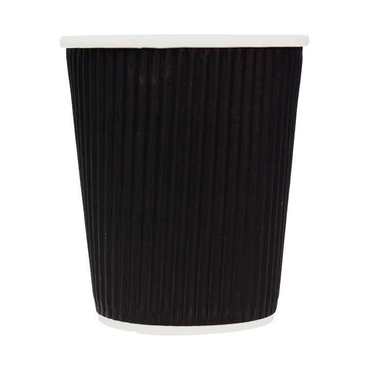 Paper Cup Ripple Wall Black 8 Oz/250ml Ø8cm (25 Units)