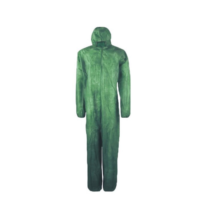 Disposable Plastic Coverall "TST" PP Hood Zipper Size XXL Green (1 Unit) 